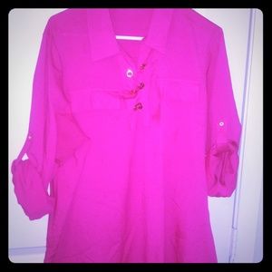 Calvin Klein bright pink lace front top XL $35 OBO
